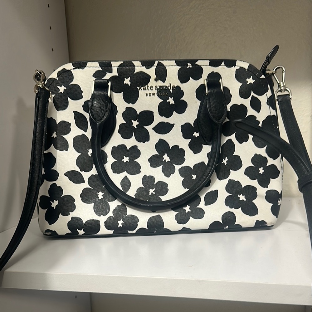 Kate Spade Black and White Floral Satchel